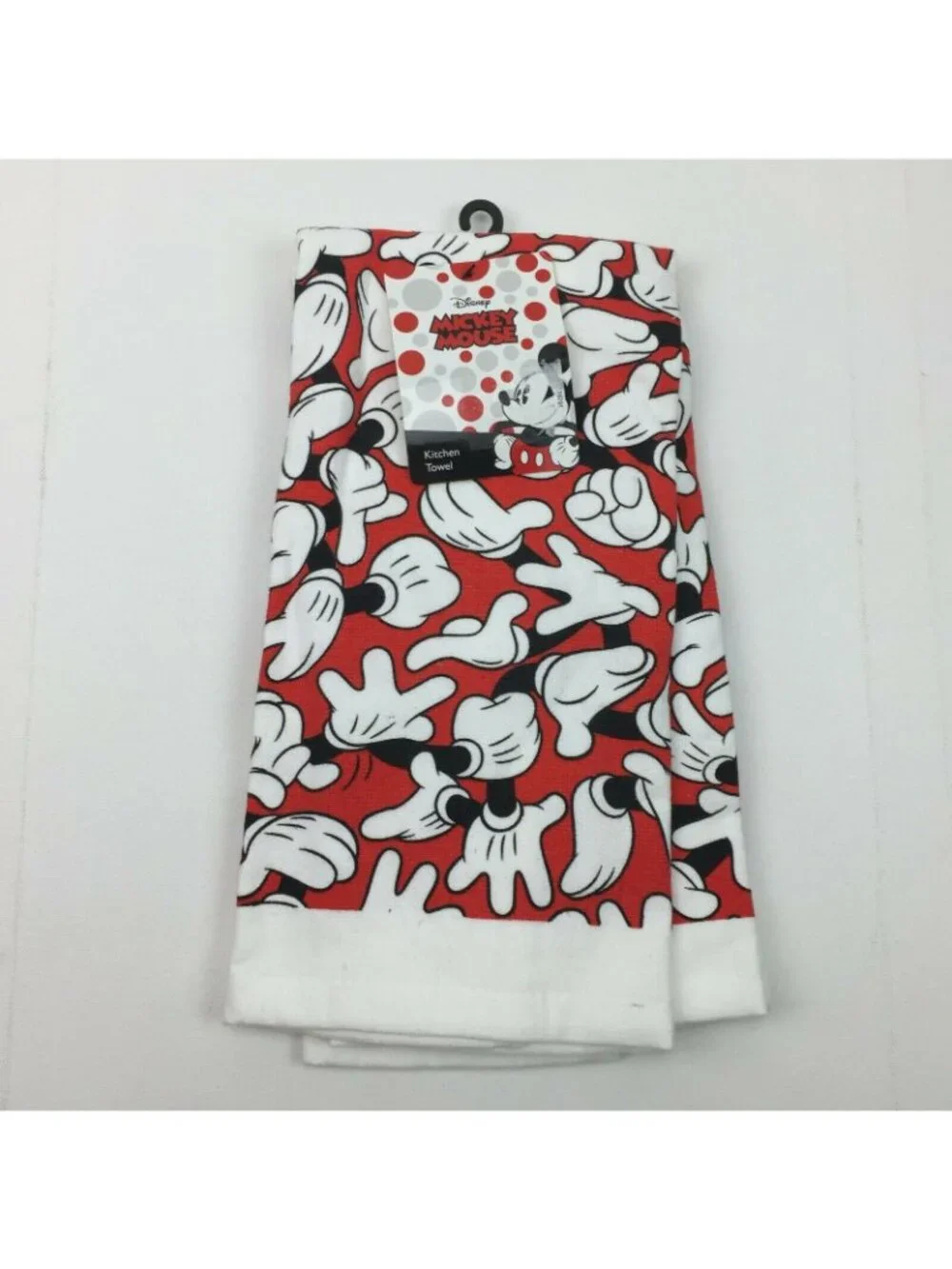 Disney Mickey Mouse Set 2 Kitchen Dish Tea Towel Red White Hands Gloves